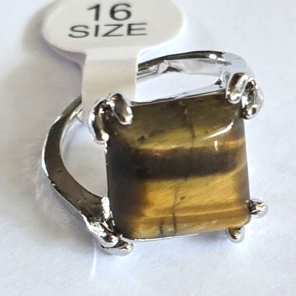 TITANIUM FOREVER WEAR SILVER NEW SIZE 6 TIGEREYE ELEGANT ELEVATE YOUR STYLE RING